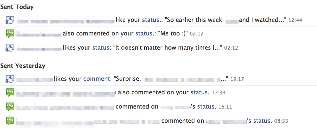 Facebook notifications